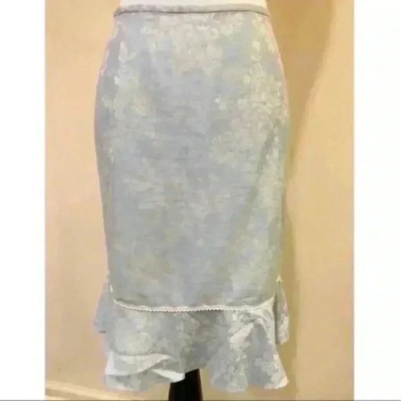 Isabel Nina Skirt 8 Slub Floral Trumpet 55% Linen - Picture 1 of 10